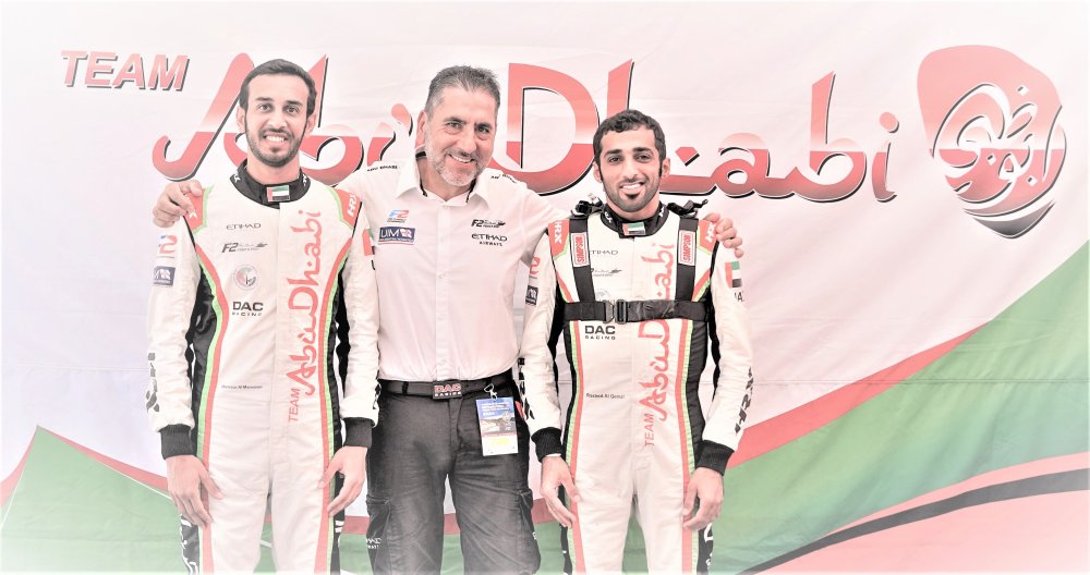 Team Abu Dhabi manager Guido Cappellini (middle) Mansoor Al Mansoori (left) and Rashed Al Qemzi
