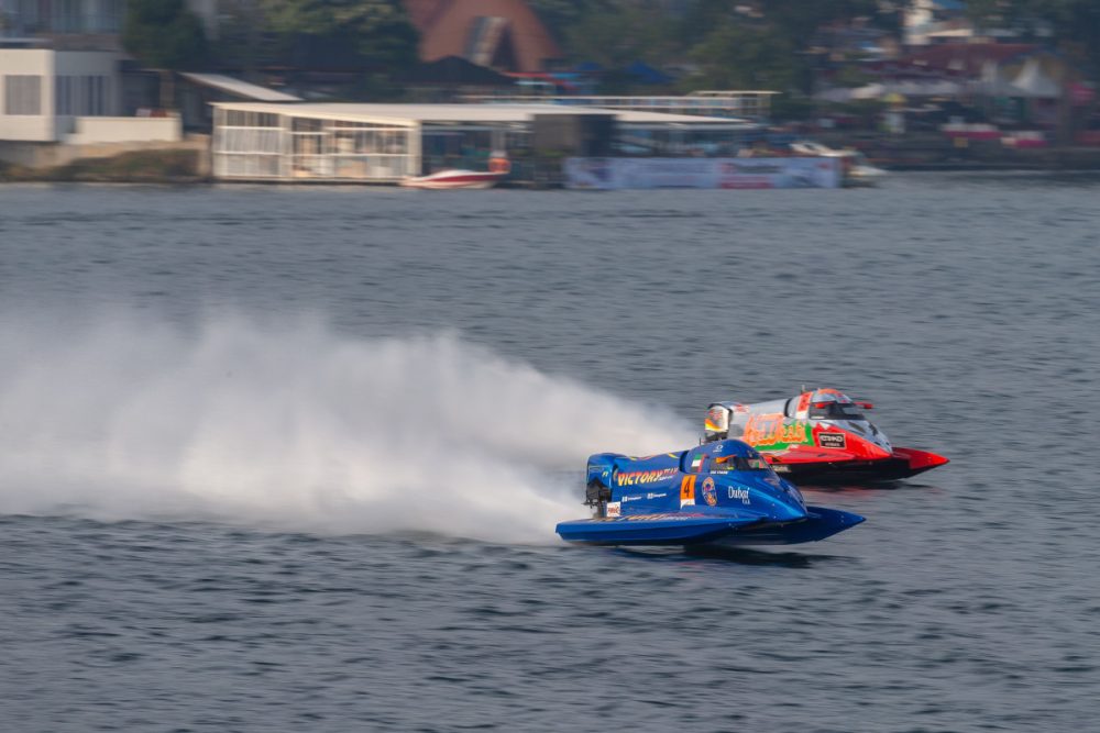 Victory and Team Abu Dhabi on Lake Toba in 2024.